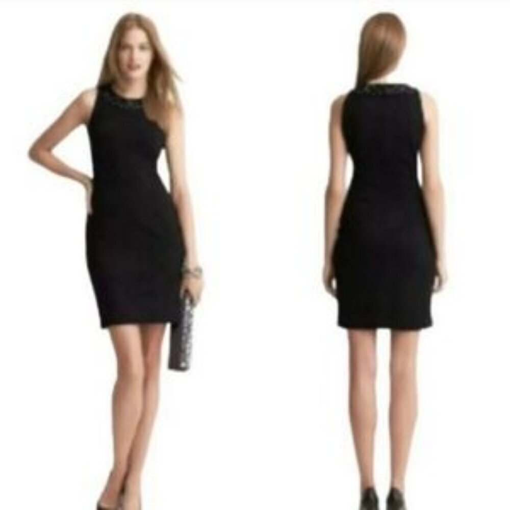 NWT Banana Republic x L'Wren Scott Shift Dress Size 8 Black Sleeveless Beaded
